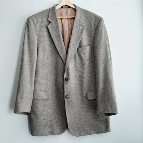 JOS. A. BANK 100% Wool Blazer Jacket Fine Houndstooth Pattern Men's Sz 48 L - Picture 2 of 10